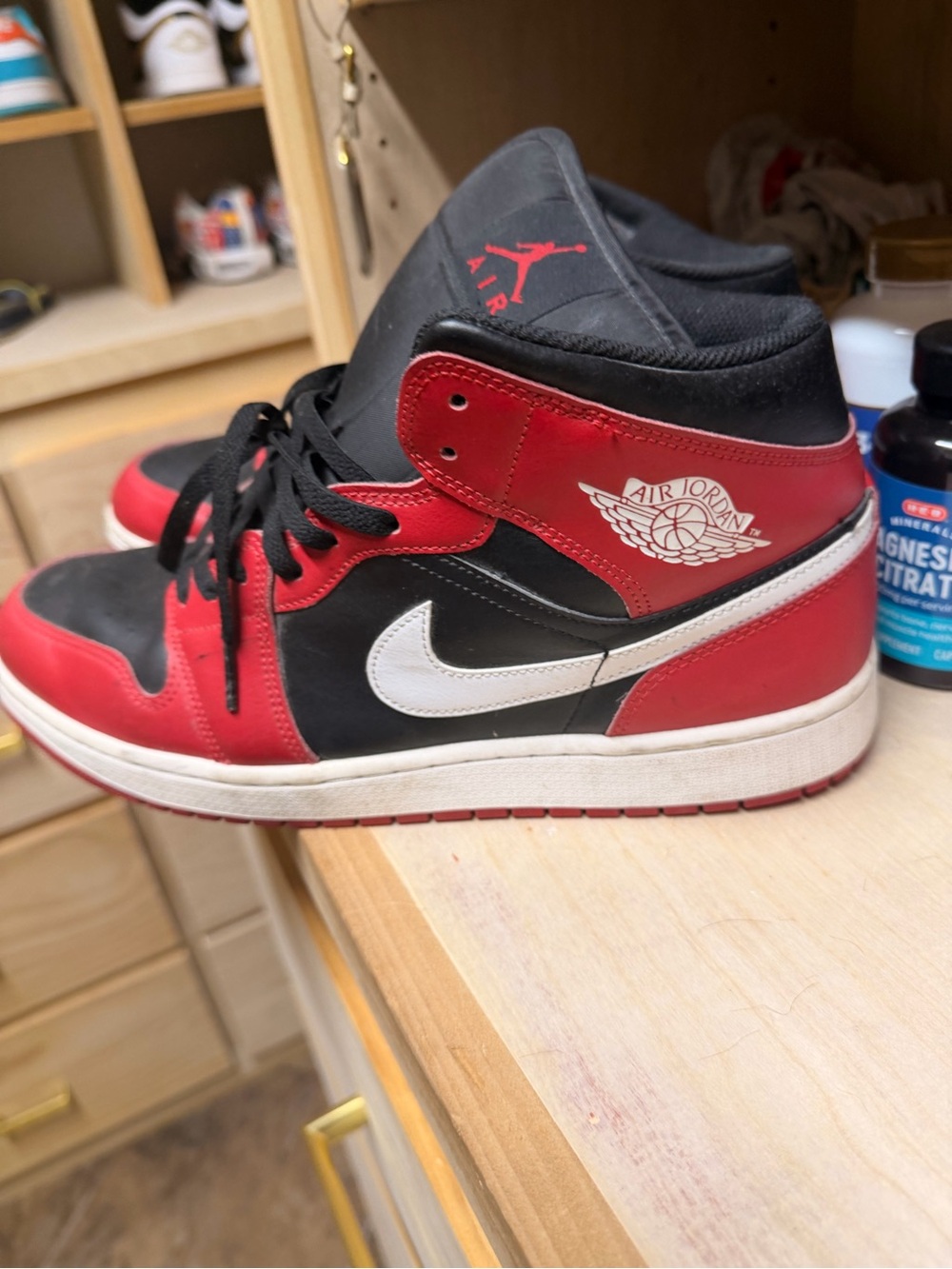 Jordan Air Retro High Top Sneakers - Black, Red, White